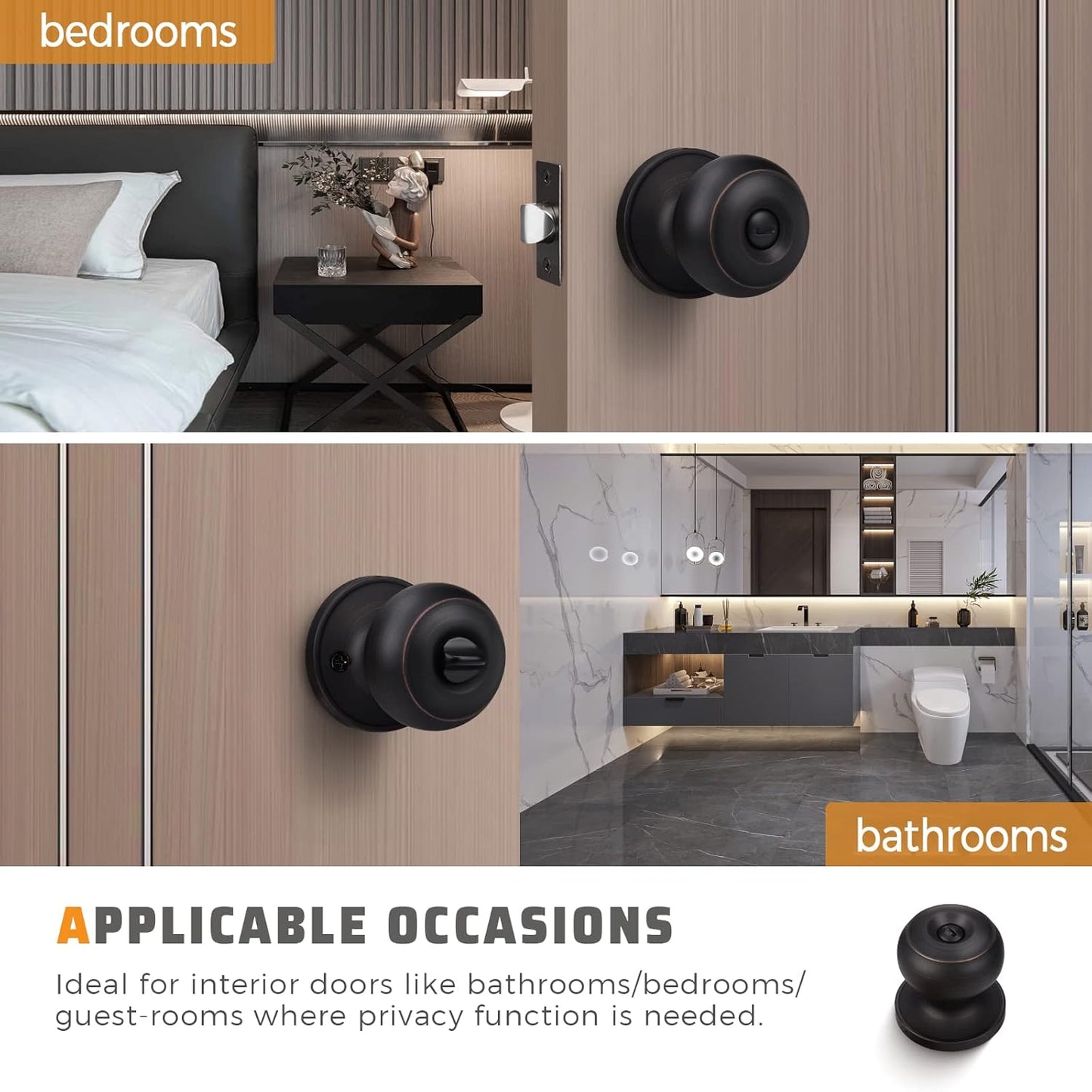 Oil Rubbed Bronze Door Knobs with Privacy Lock