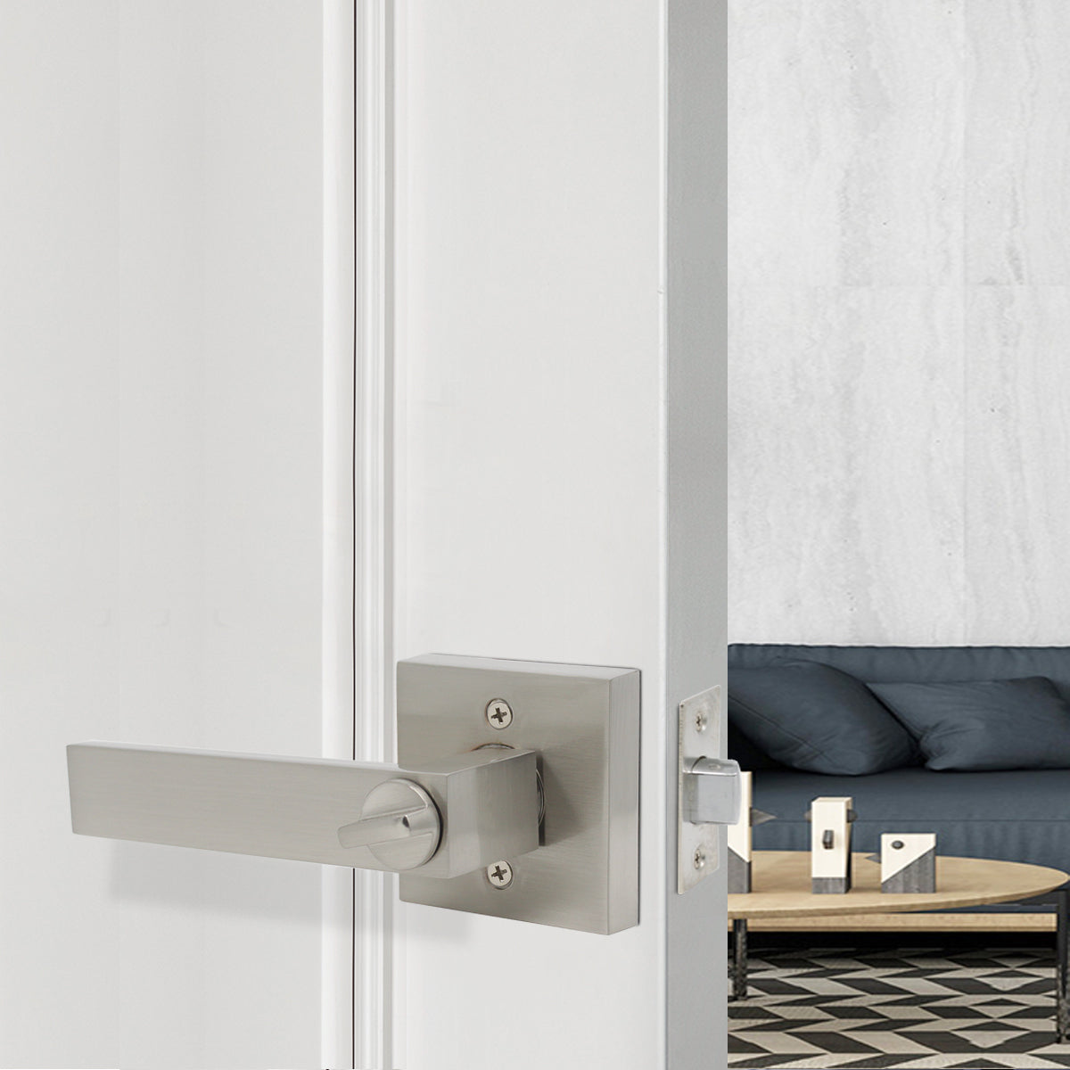 High Quality Heavy Duty Door Levers Satin Nickel Finish Privacy Door Handle Locks for Bedroom Bathroom DL01SNBK - Probrico