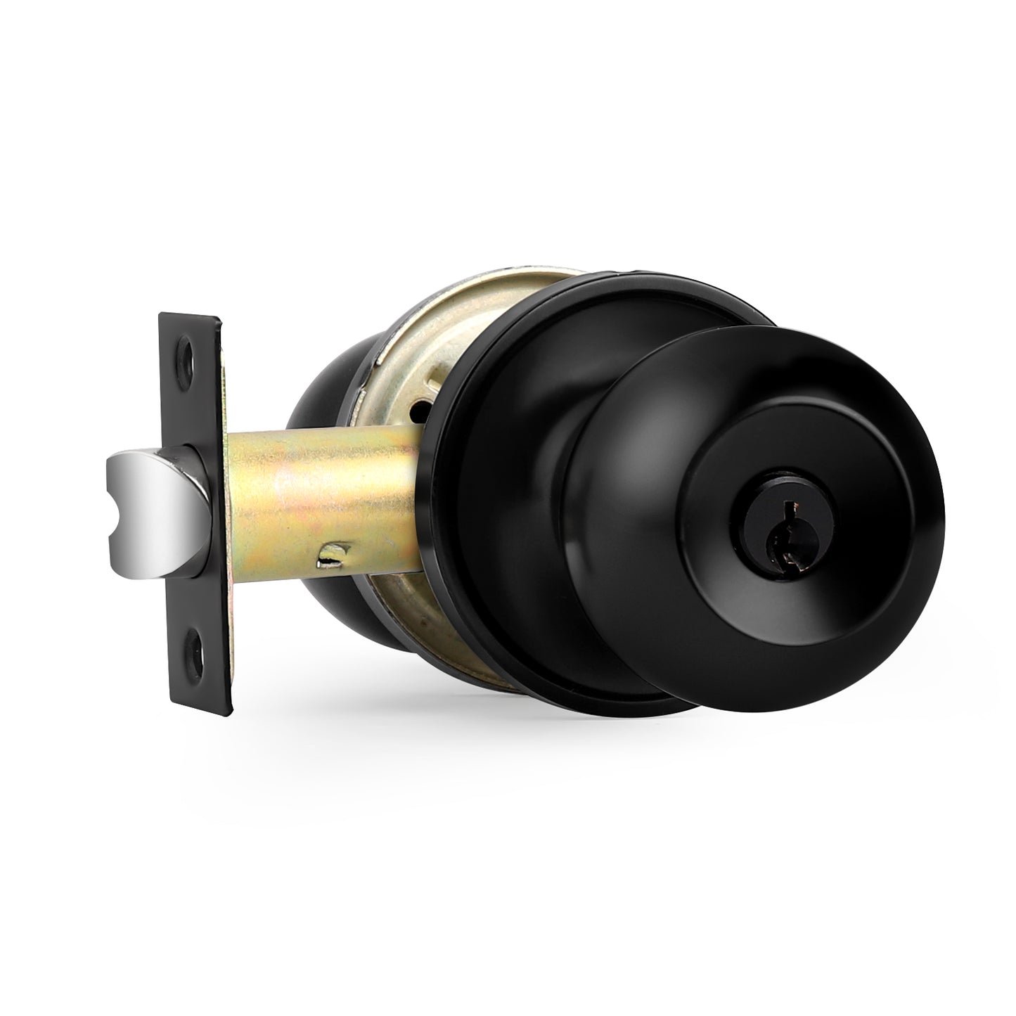 Round Ball Knobs Keyed Alike/Keyed Entry/Privacy/Passage/Dummy Door Lock Knob, Black Finish DL607BK