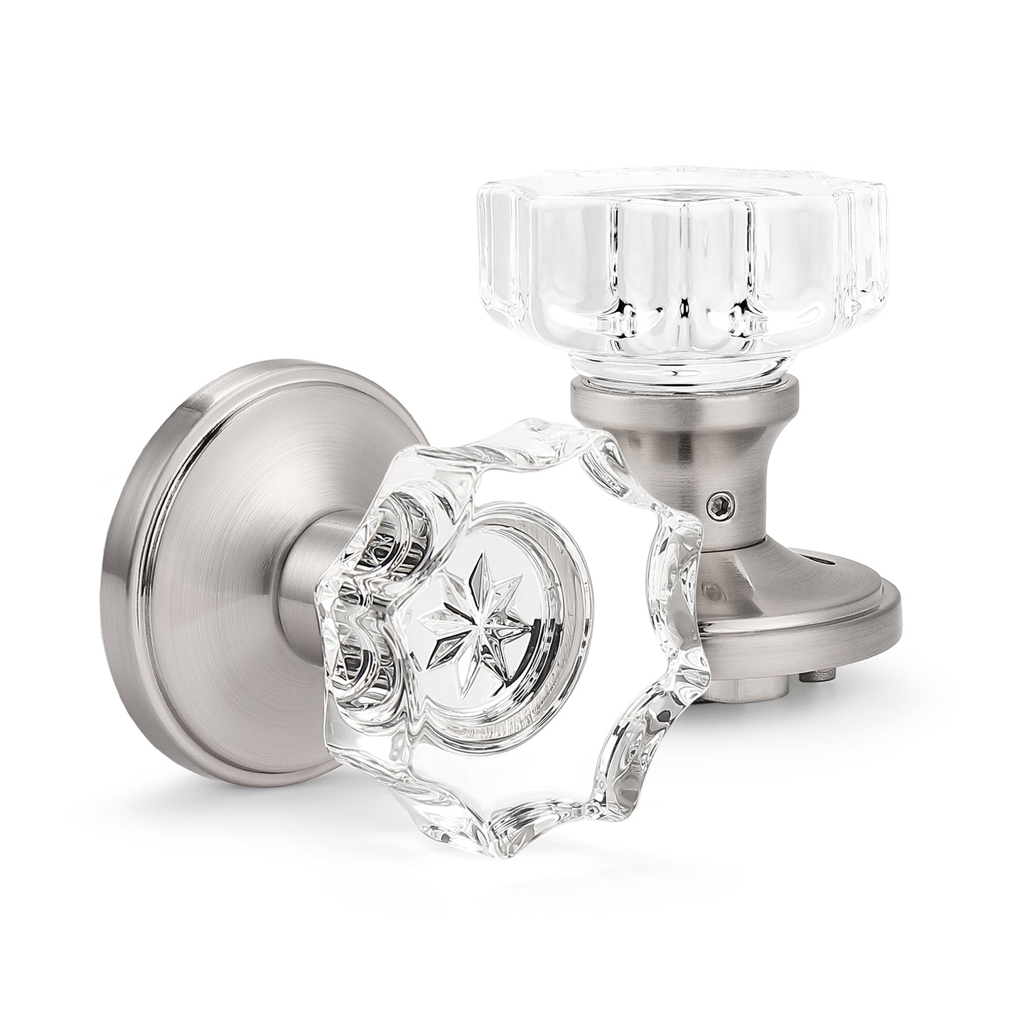 Probrico Diamond Shape Crystal Door Knob Heavy Duty Octagon Glass Interior Door Knob