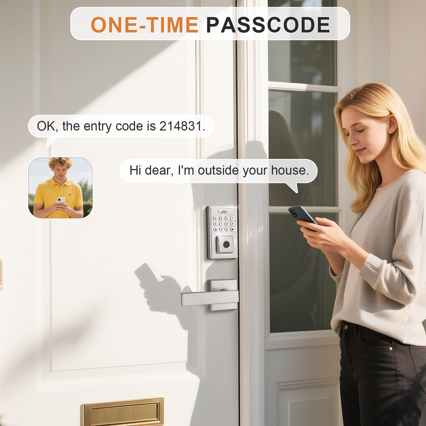 Probrico Keyless Entry Door Lock Smart Locks for Front Door, Keypad Door Lock with Handle Satin Nickel