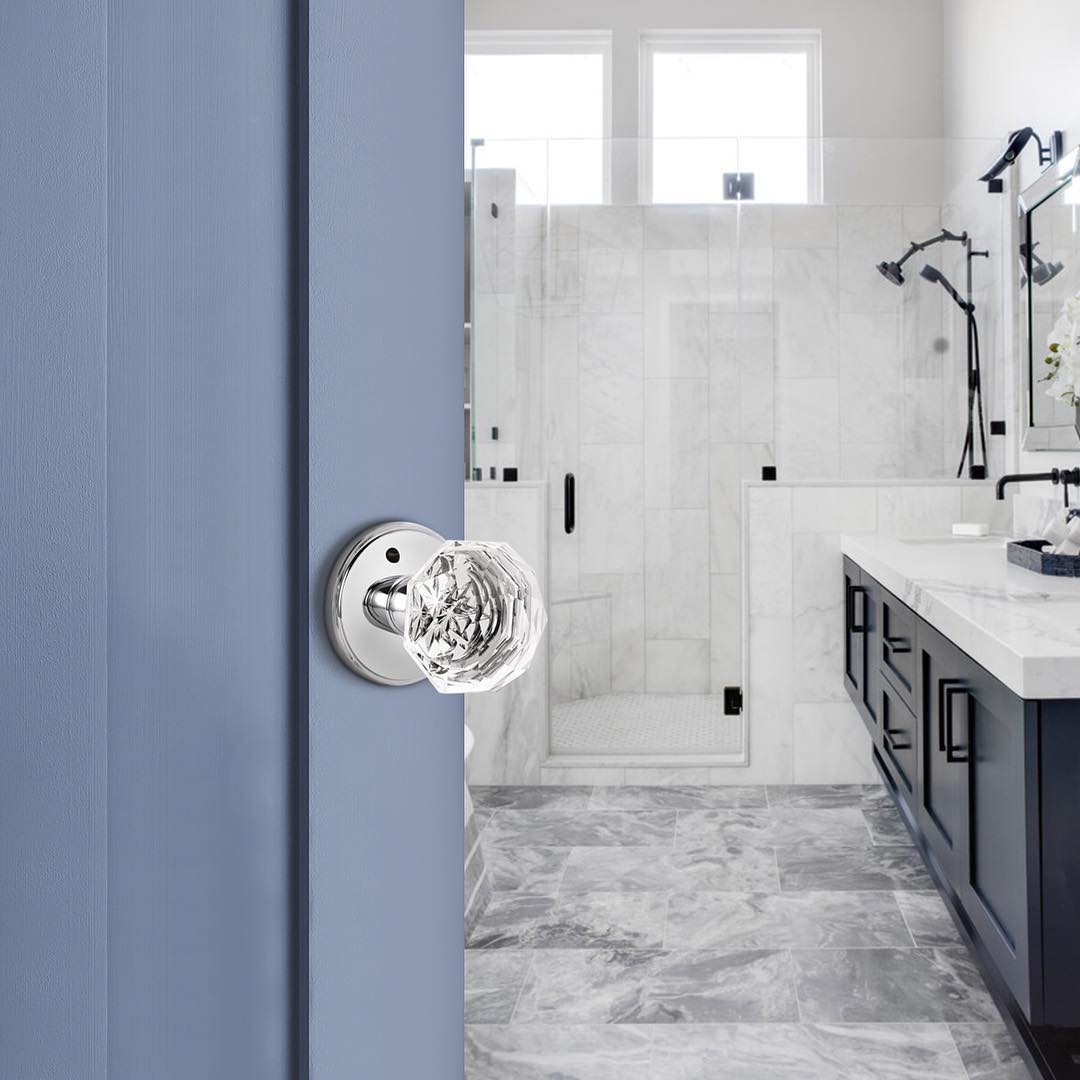 Crystal Door Knobs Modern,Nickel Finish, Passage, Privacy Function, Interior Door Handles, Indoor Hardware DLC3SN