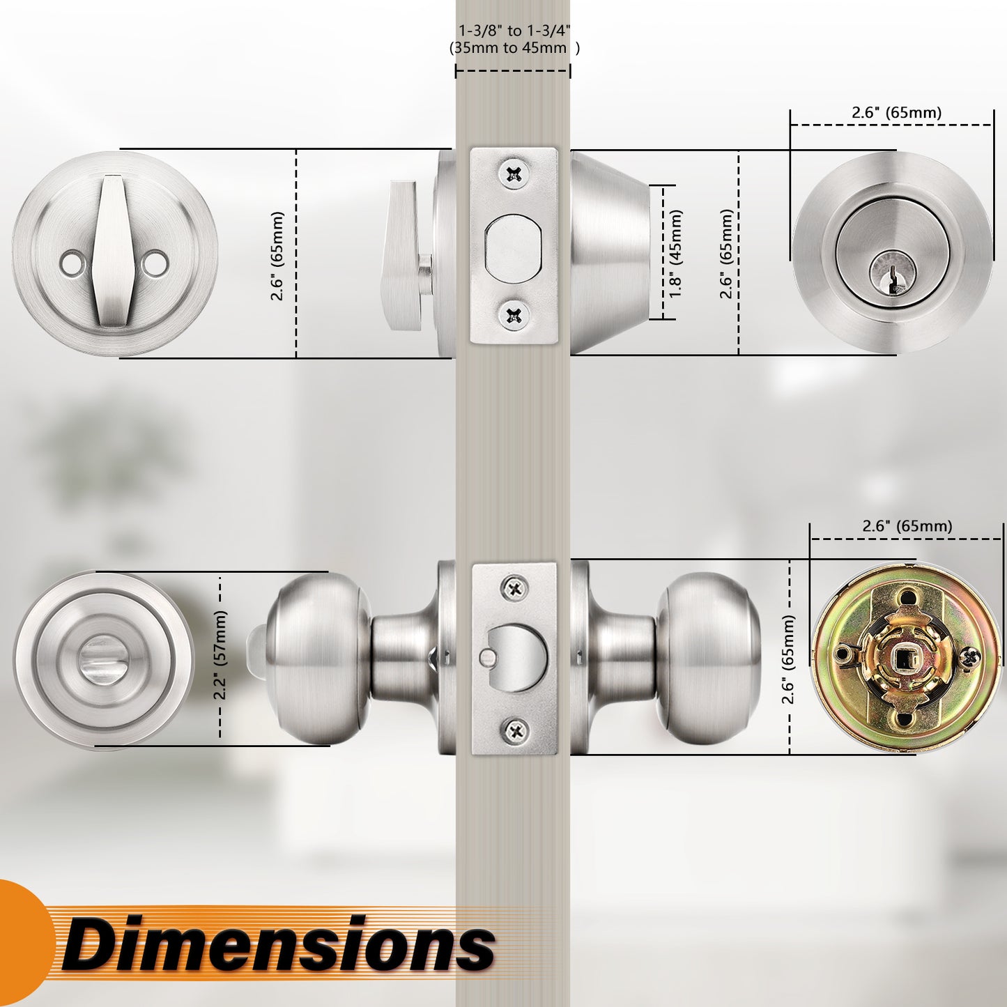 Keyed Alike Entry Door Lock Knob with Single Cylinder Deadbolt, Brushed Nickel Finish Combo Pack - DL609ET-101SN