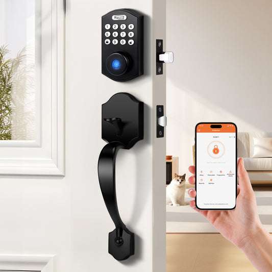 Probrico Smart Keyless Entry Door Lock Smart Locks for Front Door, Keypad Door Lock with Handle Fingerprint Deadbolt with Handle