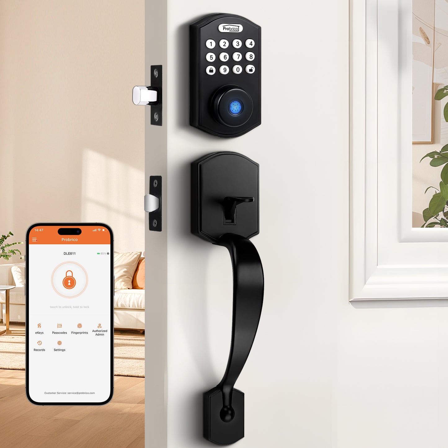 Probrico Smart Keyless Entry Door Lock Deadbolt, Front Door Lock Set with Fingerprint Deadbolt, Electronic Digital Keypad Deadbolt Lock