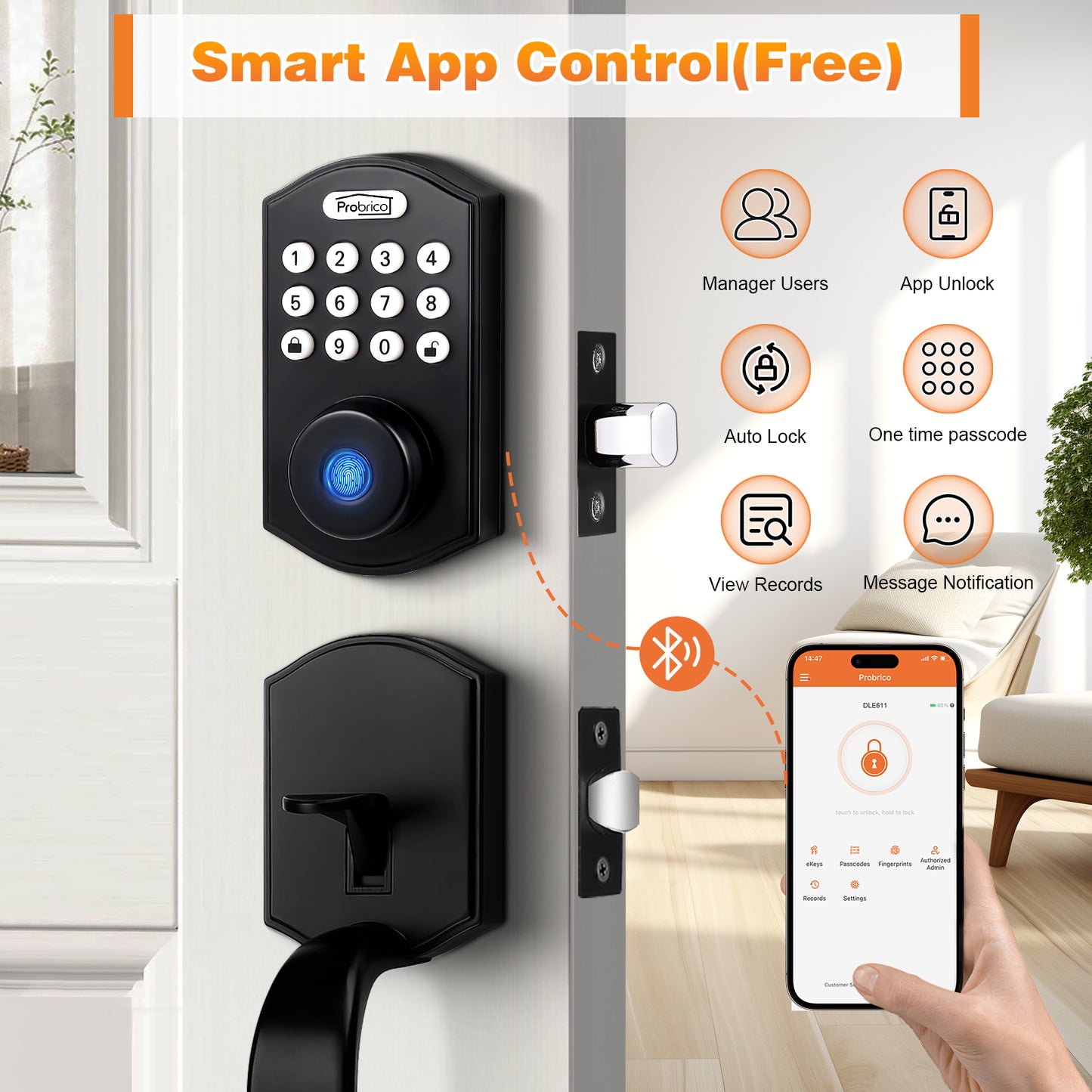 Probrico Smart Keyless Entry Door Lock Deadbolt, Front Door Lock Set with Fingerprint Deadbolt, Electronic Digital Keypad Deadbolt Lock