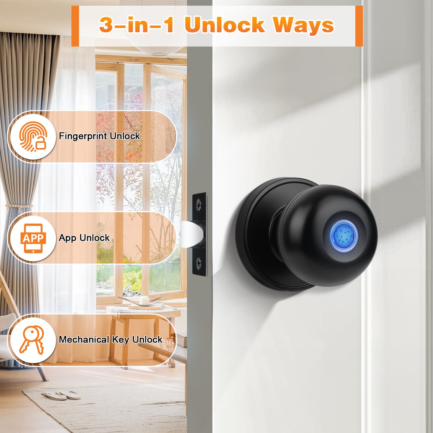 Probrico Round Electronic Door Lock for Bedroom, Garage, Office, Closet, Apartment Doors
