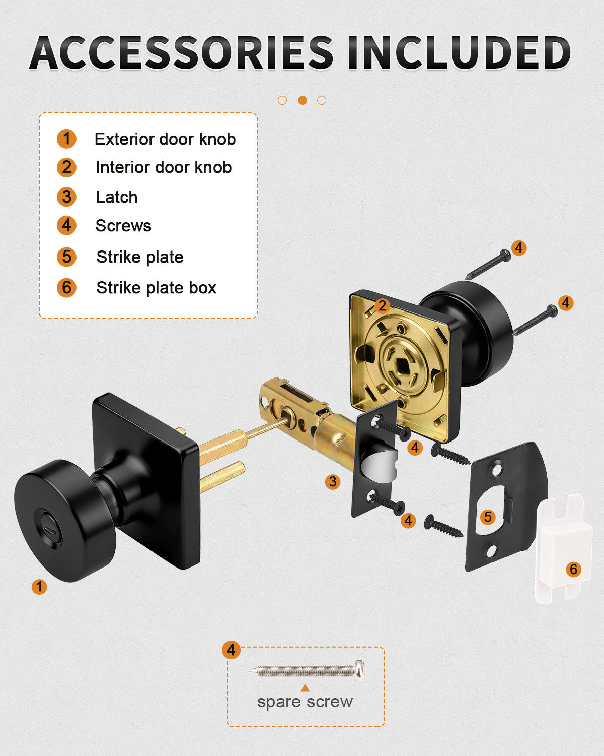 Probrico Privacy/Passage/Dummy/Keyed Door Knobs Interior, Classic Square Panel Door Knob