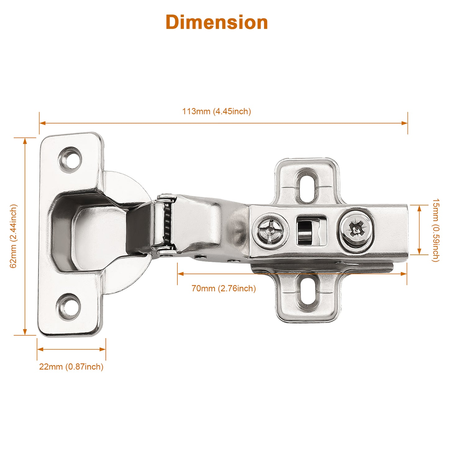 Probrico 1 Pair (2 Pack) Inset Cupboard Hinges,110 Degree Kitchen Cabinet Hinge Furniture Wardrobe Door Hinges