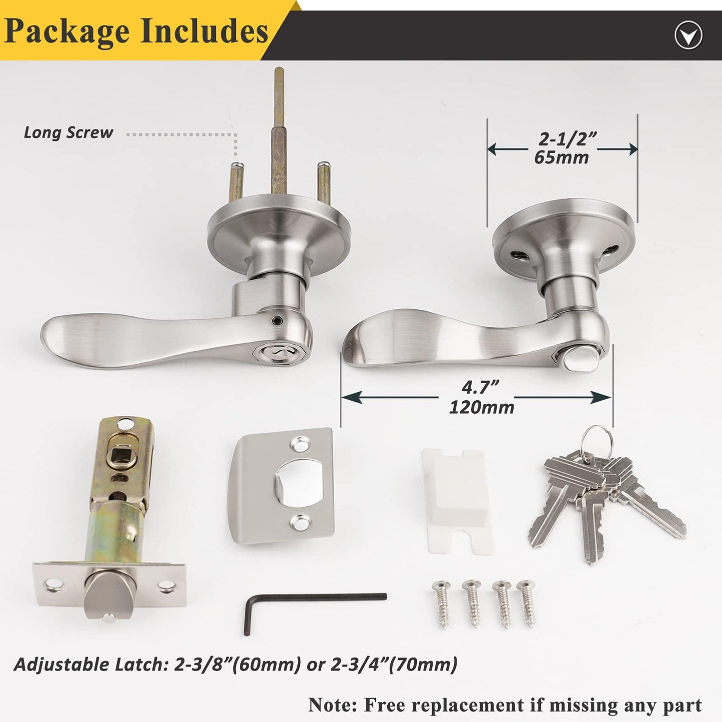 Wave Style Door Handle Keyed Entrance/Privacy/Passage/Dummy Door Lock Levers Satin Nickel Finish DL12061SN - Probrico