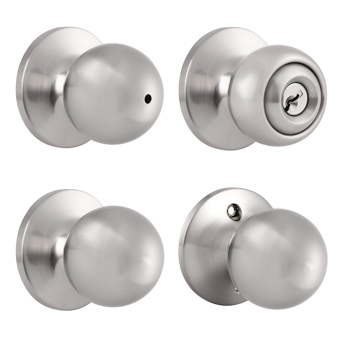 Single Connect Rod Round Ball Knobs Entrance/Privacy/Passage/Dummy Door Lock Knob, Satin Nickel Finish DL5763SN - Probrico