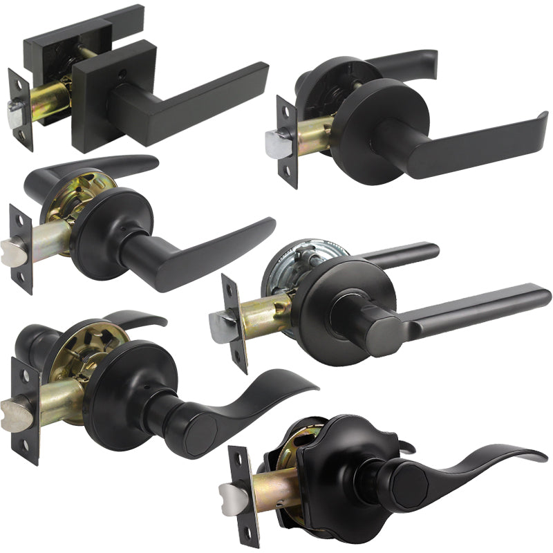 Probrico Hall or Closet Door Levers Locks Black Finish Passage Door Lock 10 Packs - Probrico