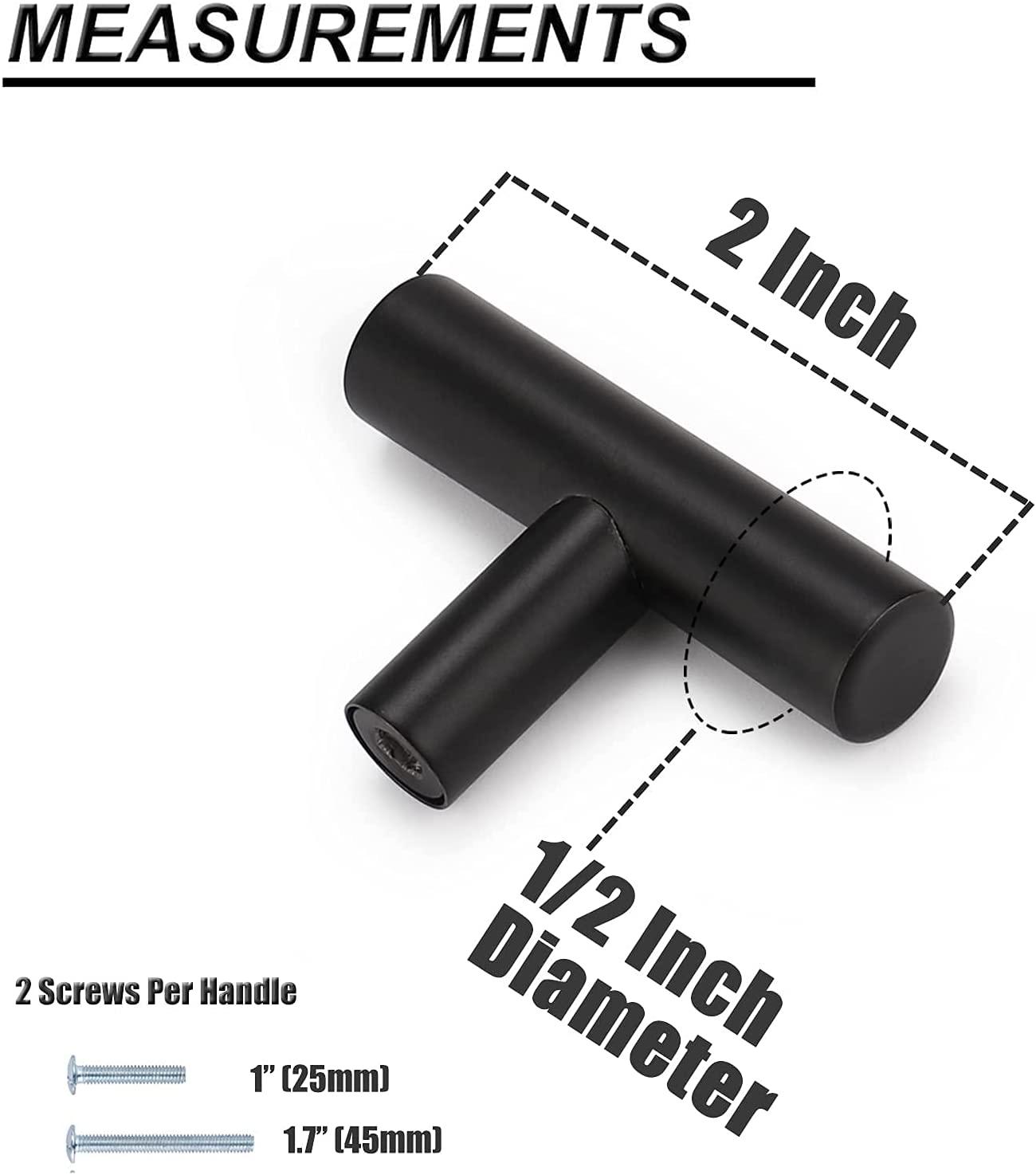 Modern T Bar Black Kitchen Cupboard Handles Cabinet Hardware Drawer Pulls 2"-10" PD3383HBK - Probrico