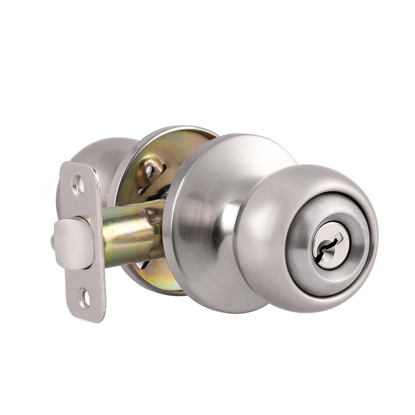 Single Connect Rod Round Ball Knobs Entrance/Privacy/Passage/Dummy Door Lock Knob, Satin Nickel Finish DL5763SN - Probrico