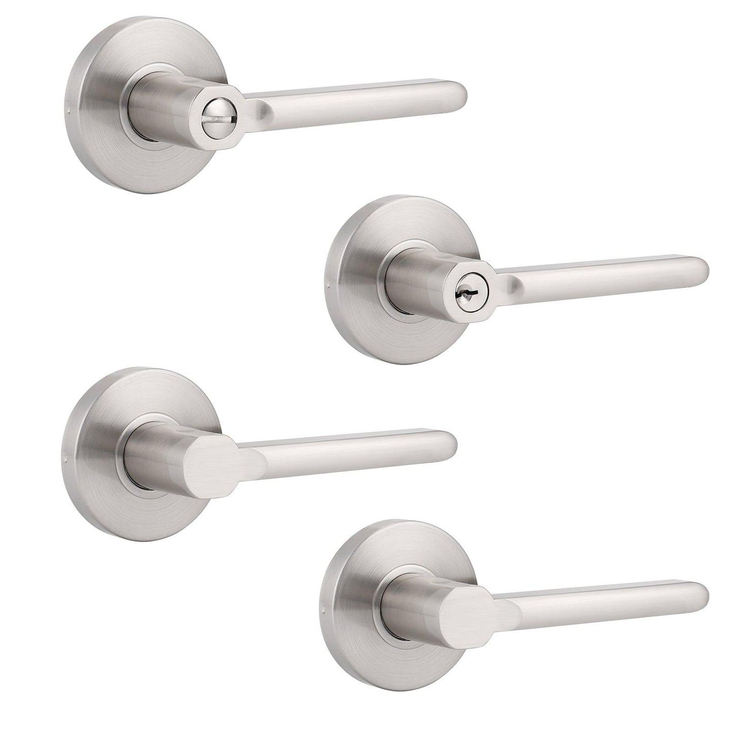 Heavy Duty Door Handles Satin Nickel Finish Keyed/Privacy/Passage/Dummy Door Lock Levers - DL1637SN - Probrico