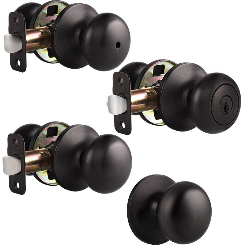 Single Connect Rod Flat Ball Knobs Entry Keyed/Privacy/Passage/Dummy Door Lock Knob Oil Rubbed Bronze Finish DL5766ORB - Probrico