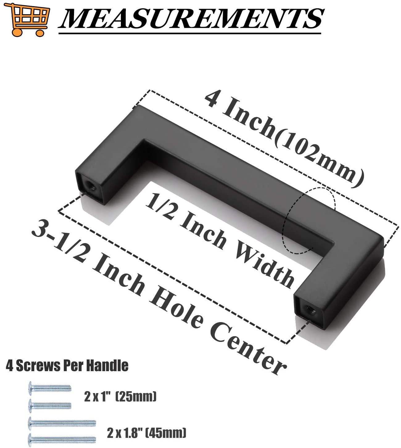 1/2" Square Bar Cabinet Handle Pulls Black Kitchen Hardware Drawer Pull and Knobs 2-12" PDDJS12HBK - Probrico