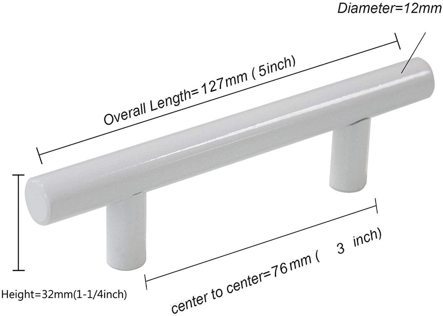 2"-10" Modern Cabinet Hardware Handle Pull Kitchen Cabinet T Bar Knobs and Pull Handles White PD2283HWH - Probrico
