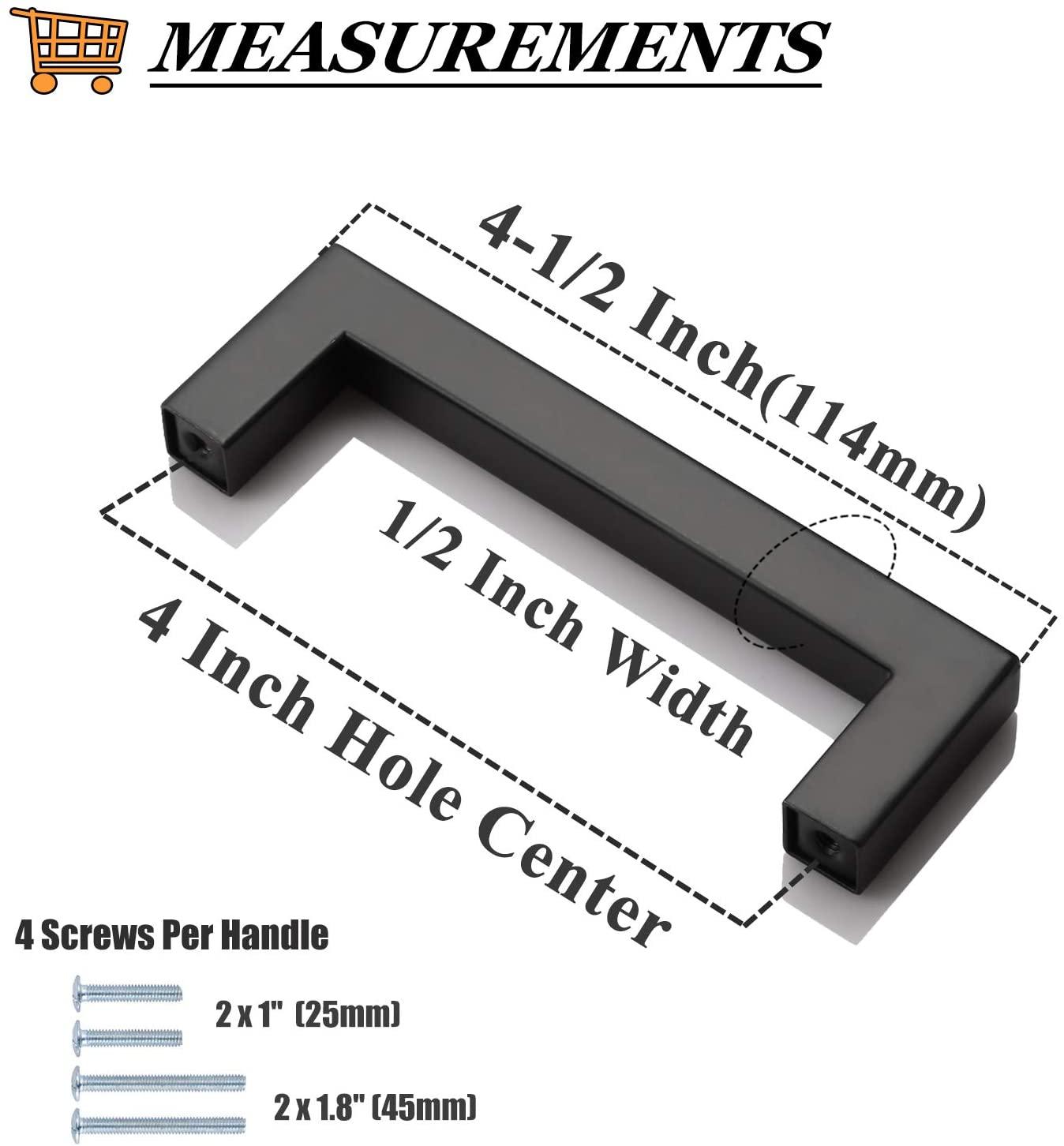 1/2" Square Bar Cabinet Handle Pulls Black Kitchen Hardware Drawer Pull and Knobs 2-12" PDDJS12HBK - Probrico
