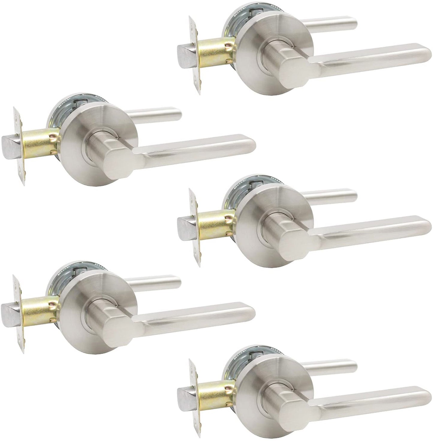 Probrico Door Handles Satin Nickel Finish Hall and Closet Passage Door Lock Levers 5 packs - Probrico