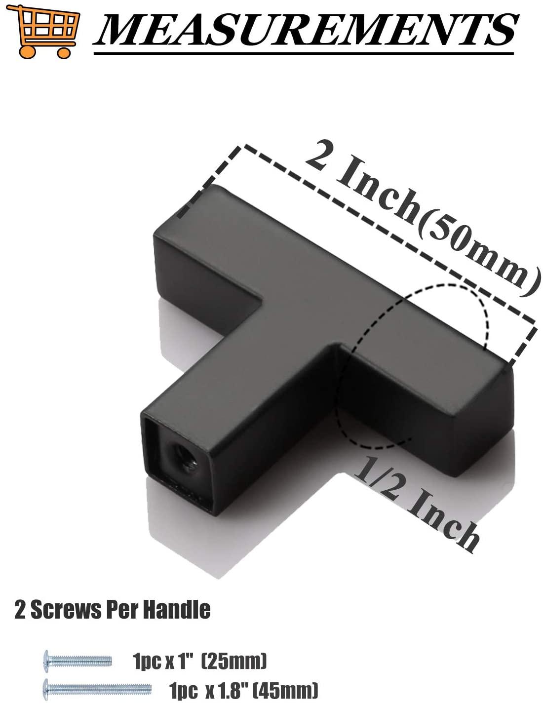 1/2" Square Bar Cabinet Handle Pulls Black Kitchen Hardware Drawer Pull and Knobs 2-12" PDDJS12HBK - Probrico