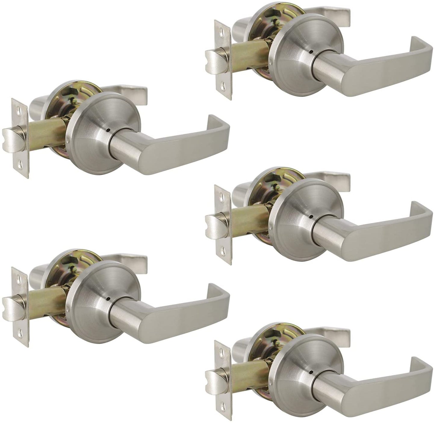 Probrico Door Handles Satin Nickel Finish Hall and Closet Passage Door Lock Levers 5 packs - Probrico
