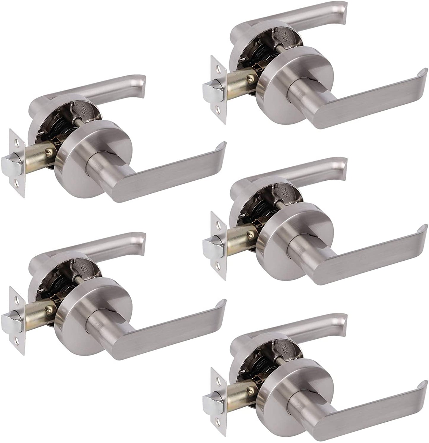 Probrico Door Handles Satin Nickel Finish Hall and Closet Passage Door Lock Levers 5 packs - Probrico