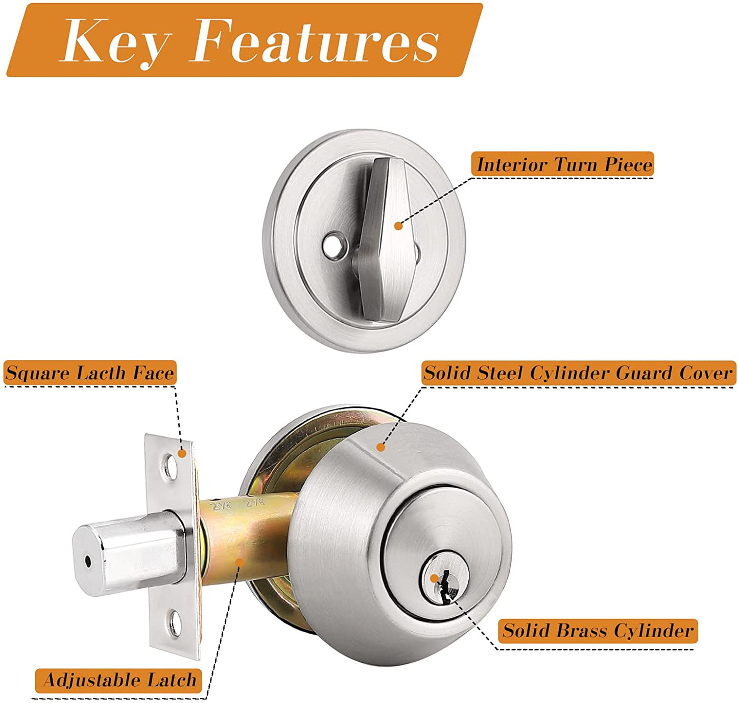 Single Cylinder Deadbolt Lock with Same Key, Oil Rubbed Bronze/Satin Nickel Keyed Door Lock DLD101 - Probrico