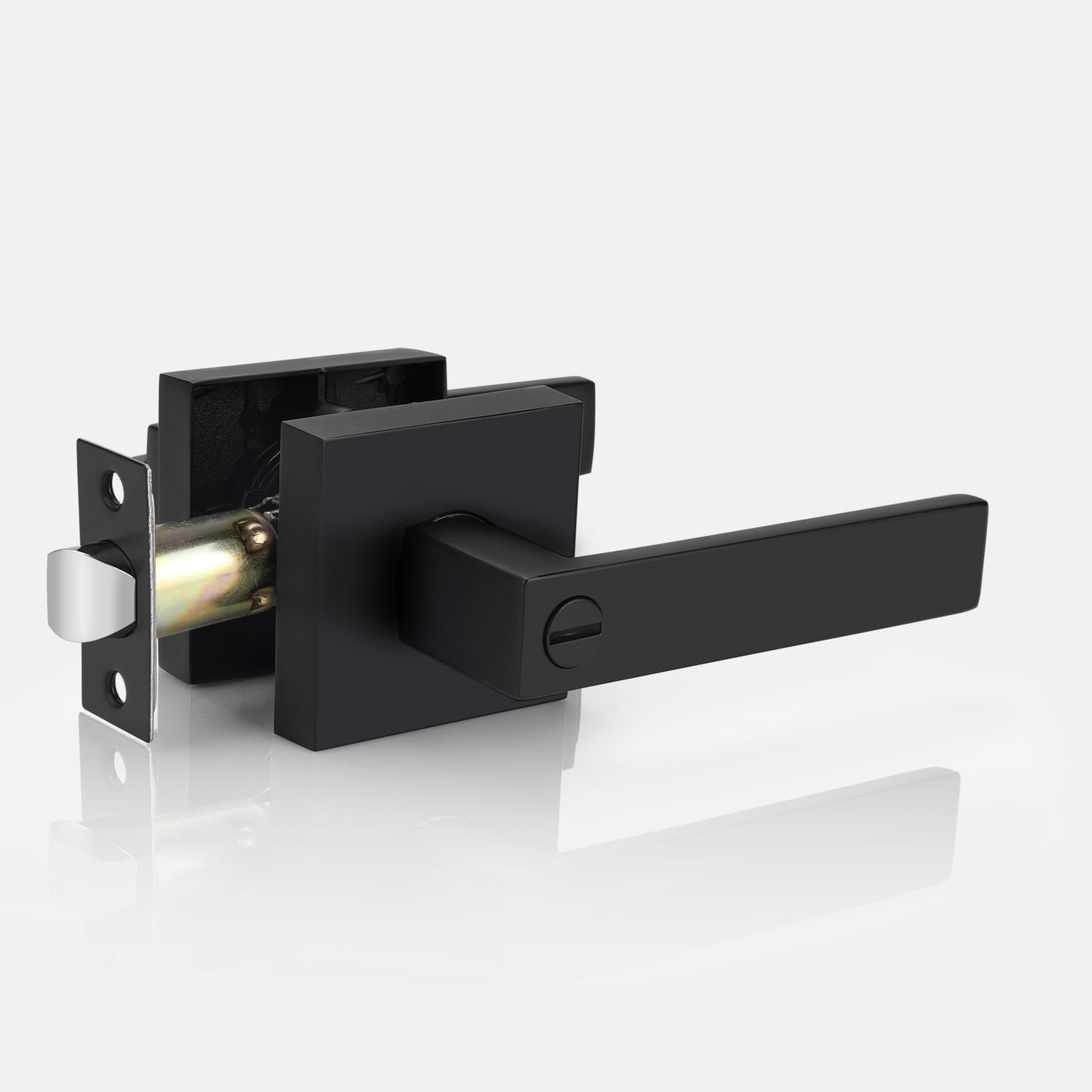 Heavy Duty Privacy Lock Door Levers Square Plate Black Finish DL01BKBK - Probrico