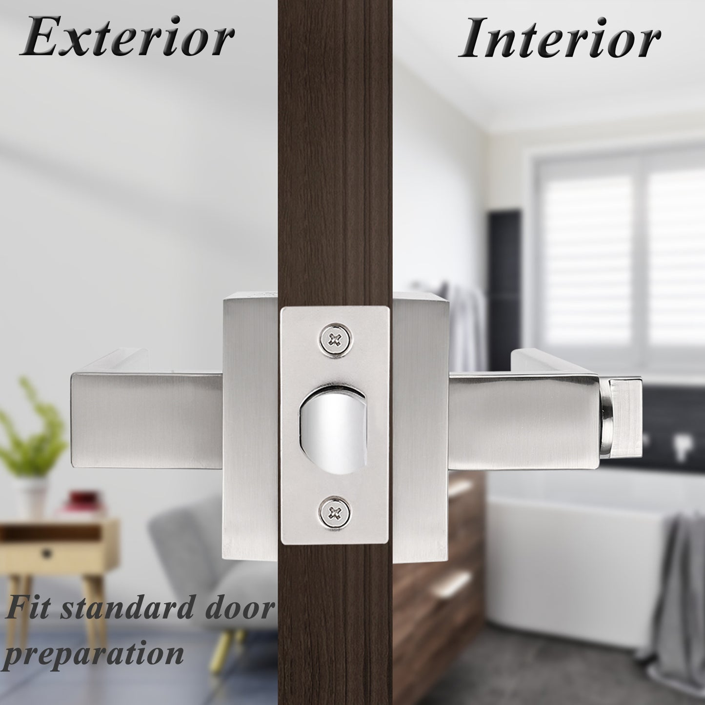 High Quality Heavy Duty Door Levers Satin Nickel Finish Privacy Door Handle Locks for Bedroom Bathroom DL01SNBK - Probrico