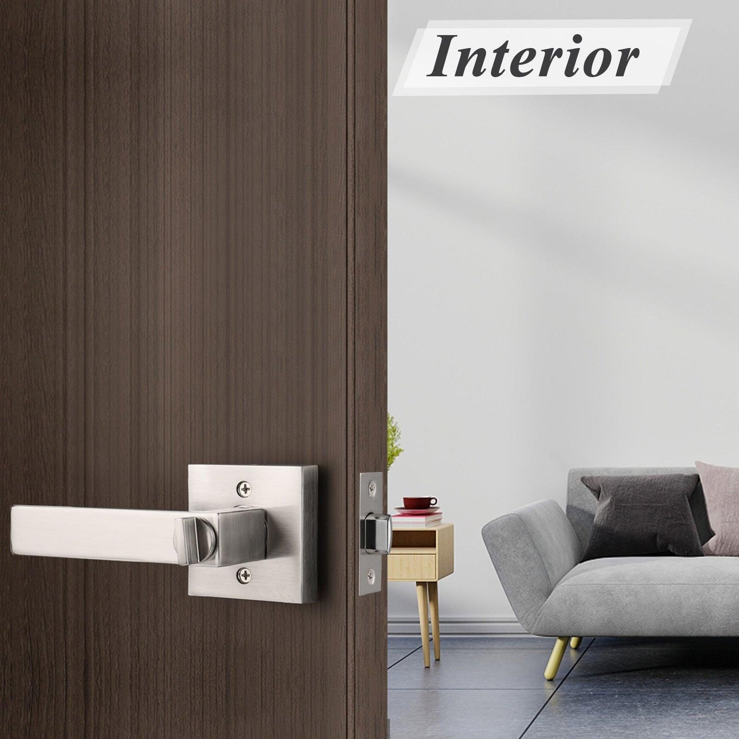 Heavy Duty Door Levers Satin Nickel Finish Privacy Door Handle Locks for Bedroom Bathroom DL01SNBK - Probrico