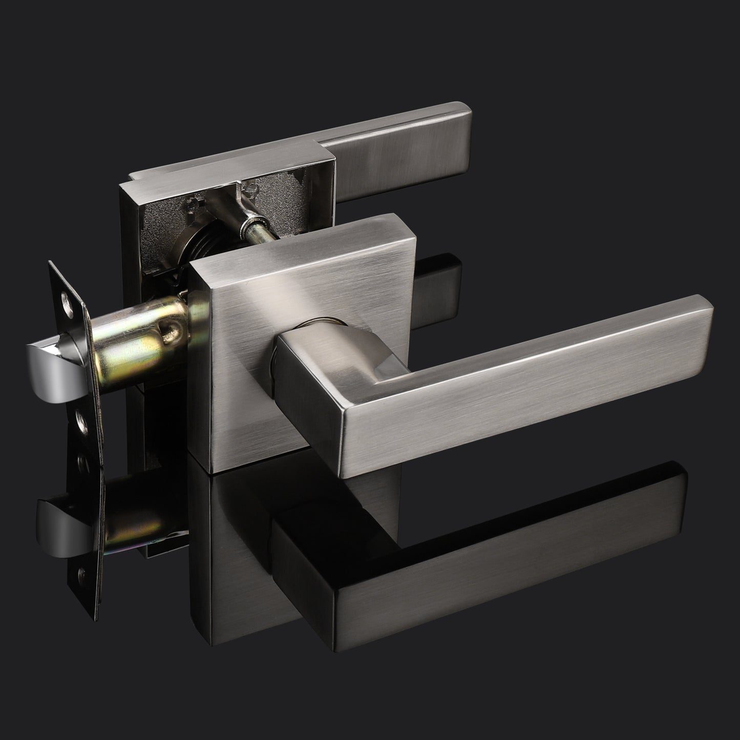 Front Door Levers and Double Cylinder Deadbolts Lock Set (Keyed Alike), Satin Nickel Finish - Probrico