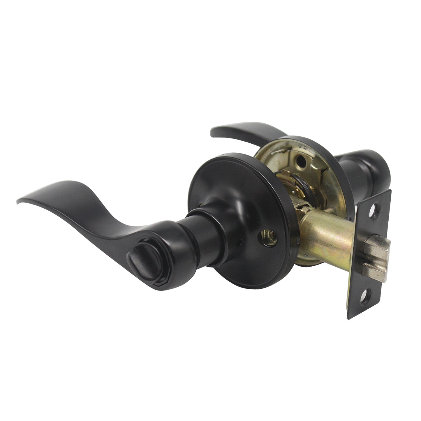 Black Door Handles Wave Style Levers, Privacy Door Lock Function DL12061BKBK - Probrico