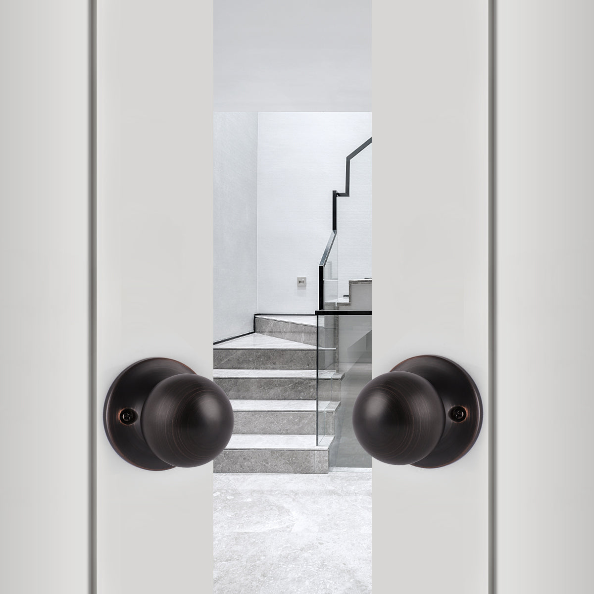 Single Connect Rod Round Ball Knobs Entry Lock /Privacy/Passage/Dummy Knob, Oil Rubbed Bronze Finish DL5763ORB - Probrico