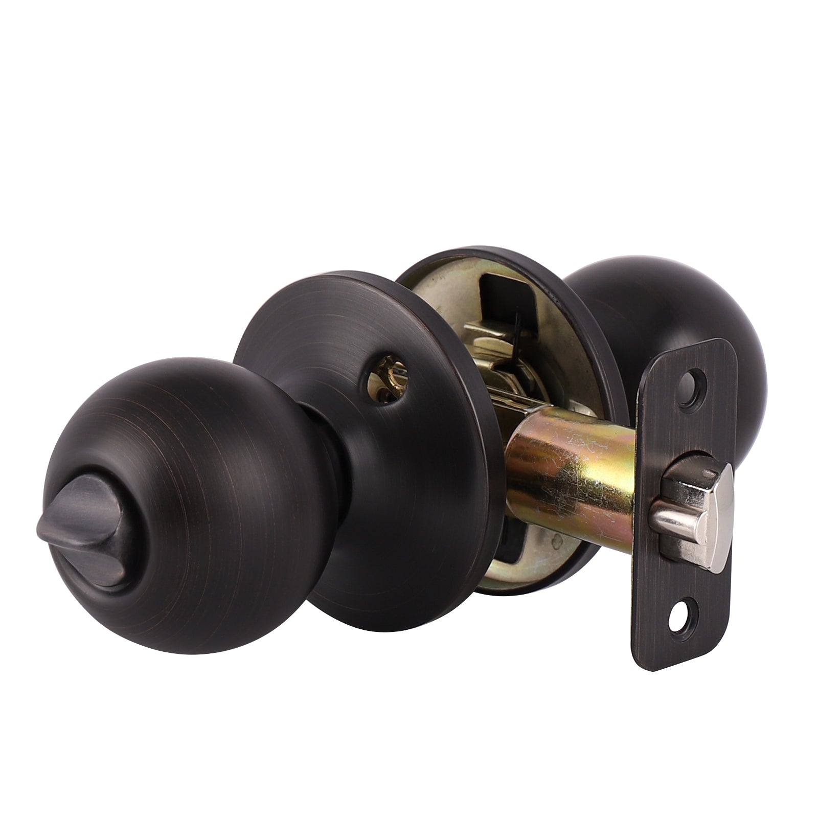 Single Connect Rod Round Ball Knobs Entry Lock /Privacy/Passage/Dummy Knob, Oil Rubbed Bronze Finish DL5763ORB - Probrico