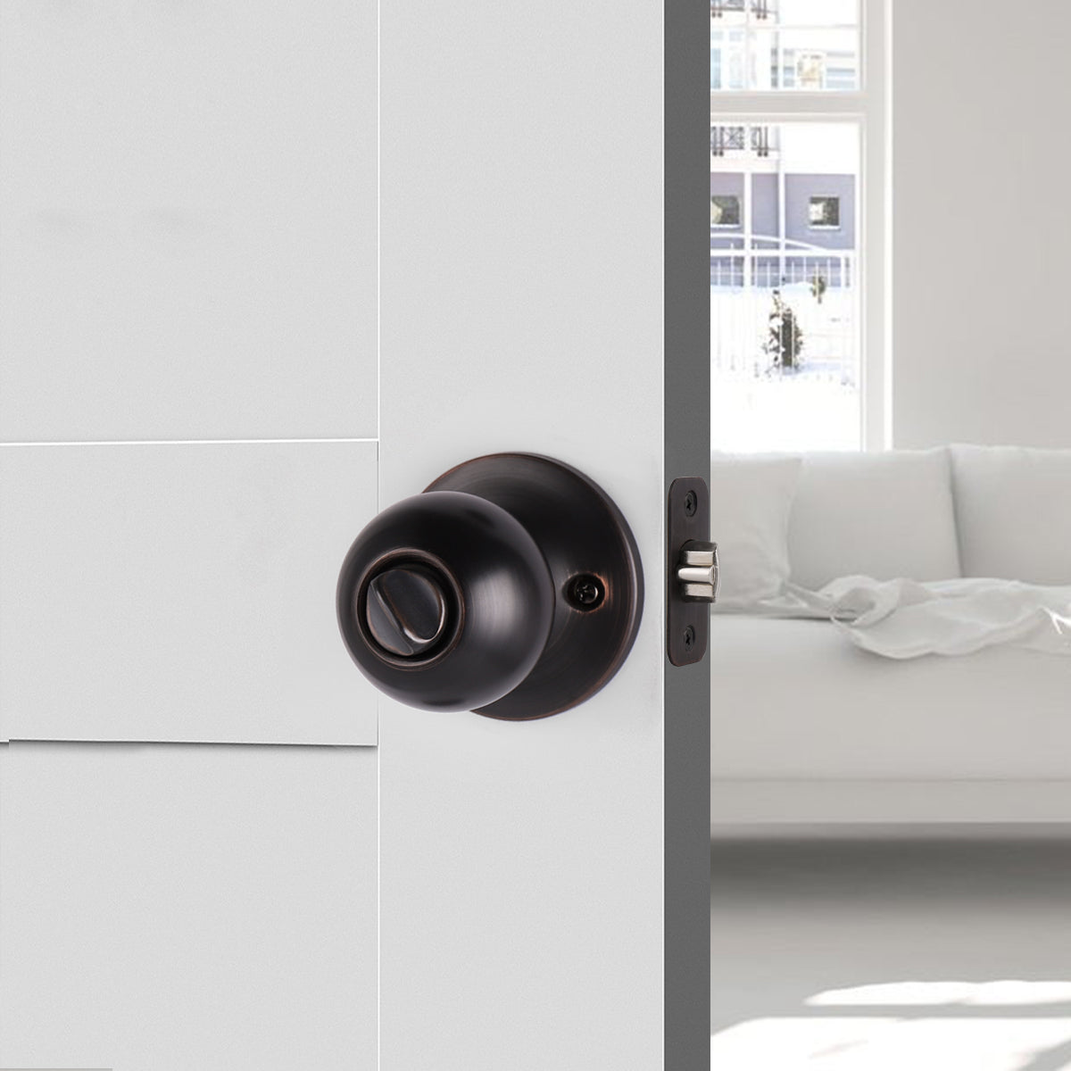 Single Connect Rod Round Ball Knobs Entry Lock /Privacy/Passage/Dummy Knob, Oil Rubbed Bronze Finish DL5763ORB - Probrico