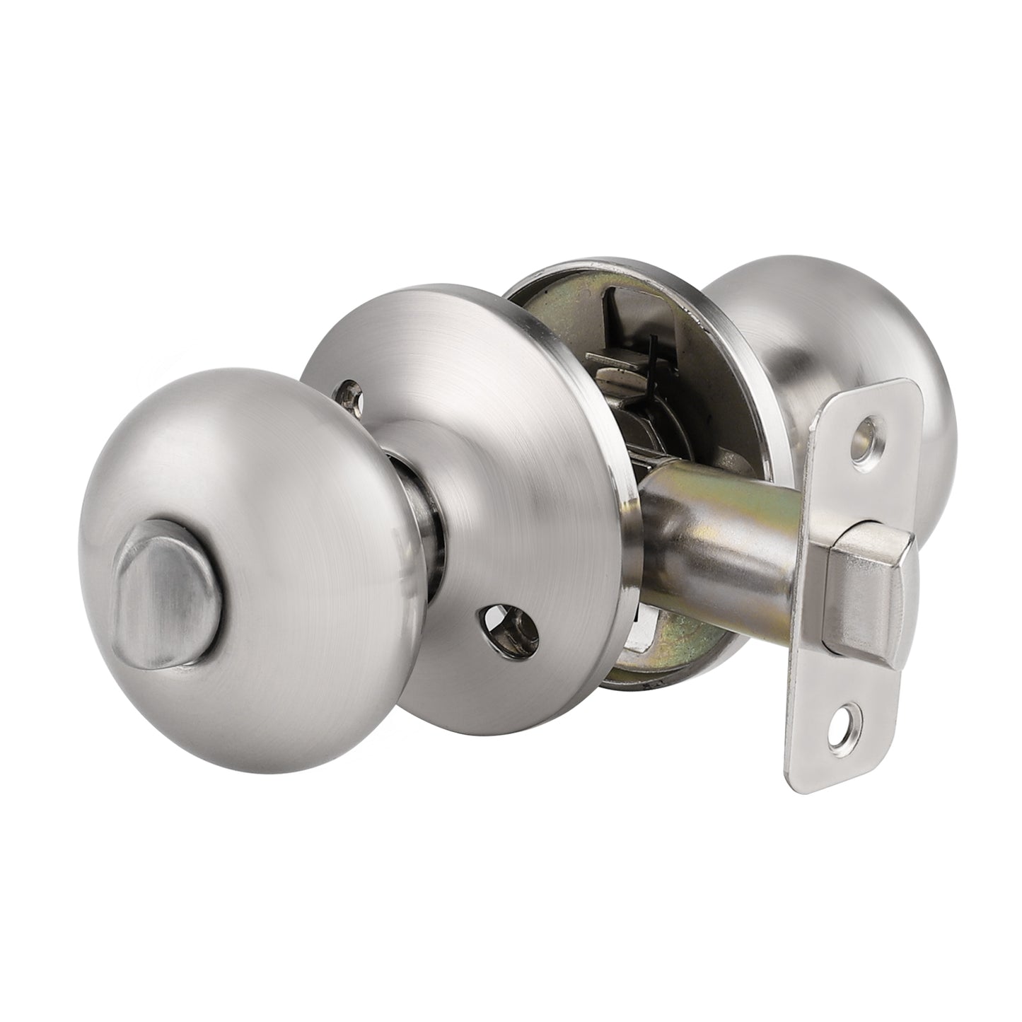 Satin Nickel Privacy Bed Bath Door Knob with Round Rosette DL5766SNBK - Probrico