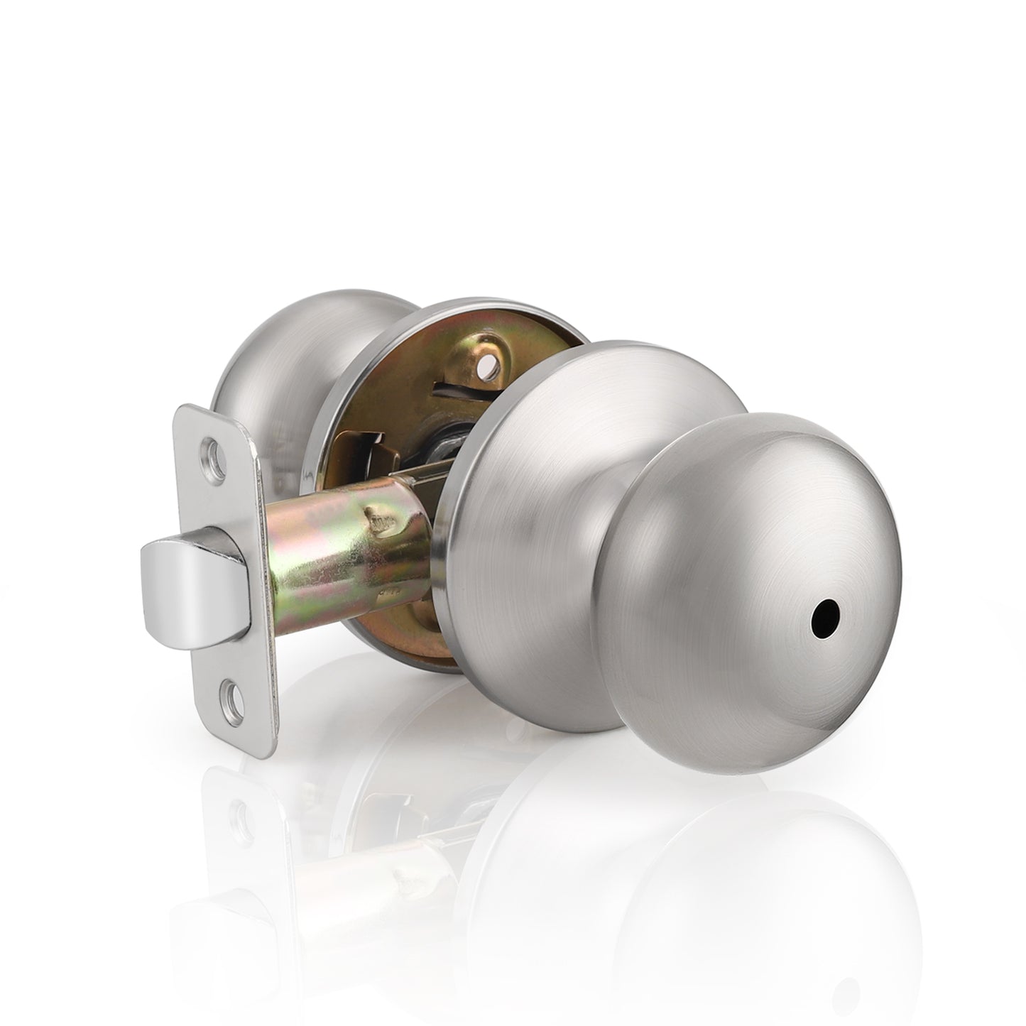 Satin Nickel Privacy Bed Bath Door Knob with Round Rosette DL5766SNBK - Probrico