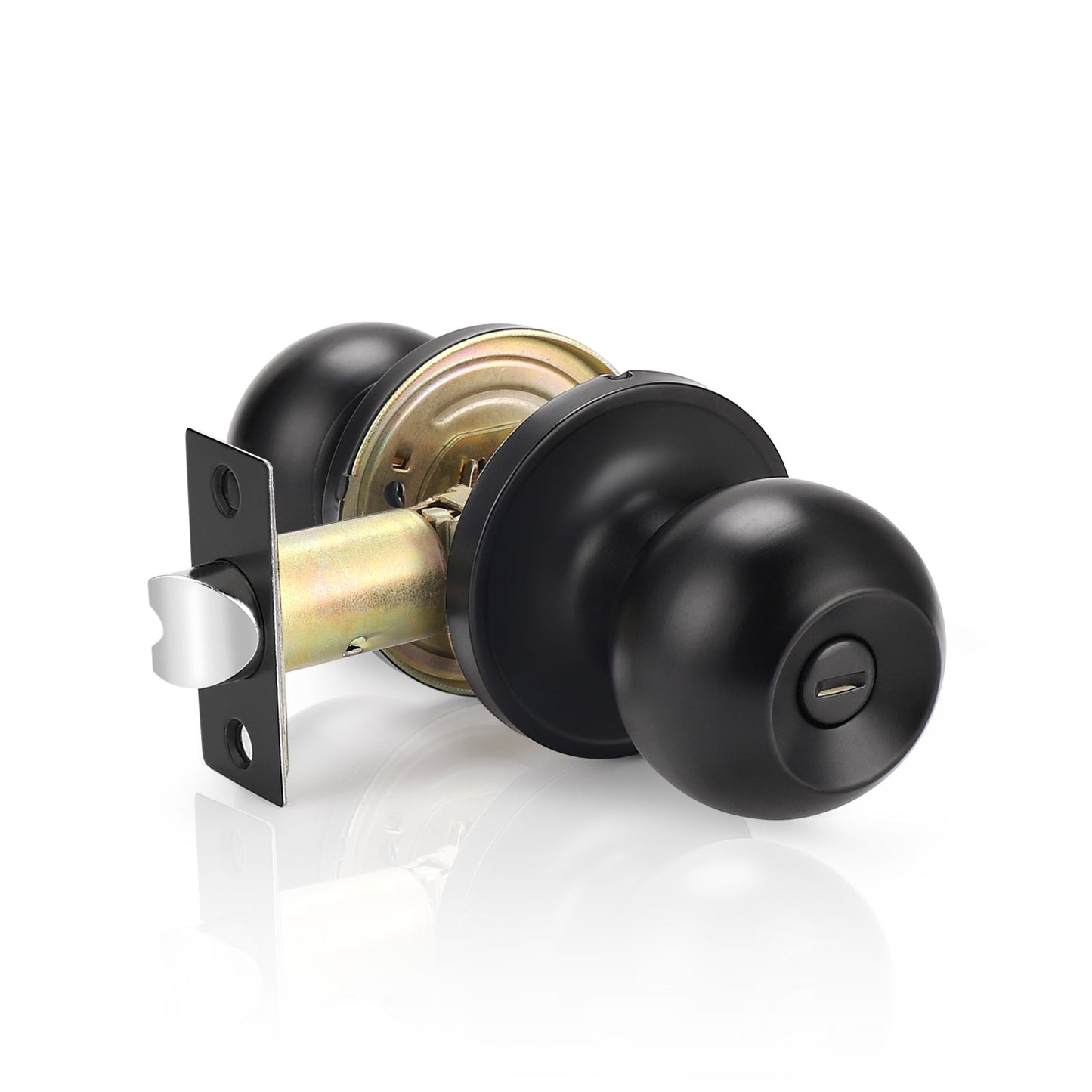 Probrico Ball Knob with Rosette Interior Privacy Door Knobs Black Finish 6 Packs - Probrico