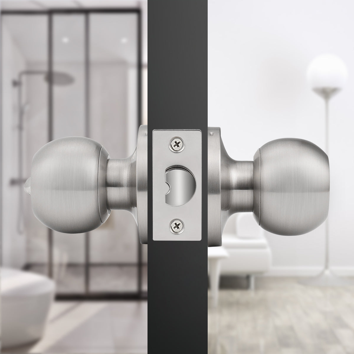 Satin Nickel Round Ball Knobs Keyed Entry/Privacy/Passage/Dummy Door Lock Knob, Satin Nickel Finish DL607SN - Probrico