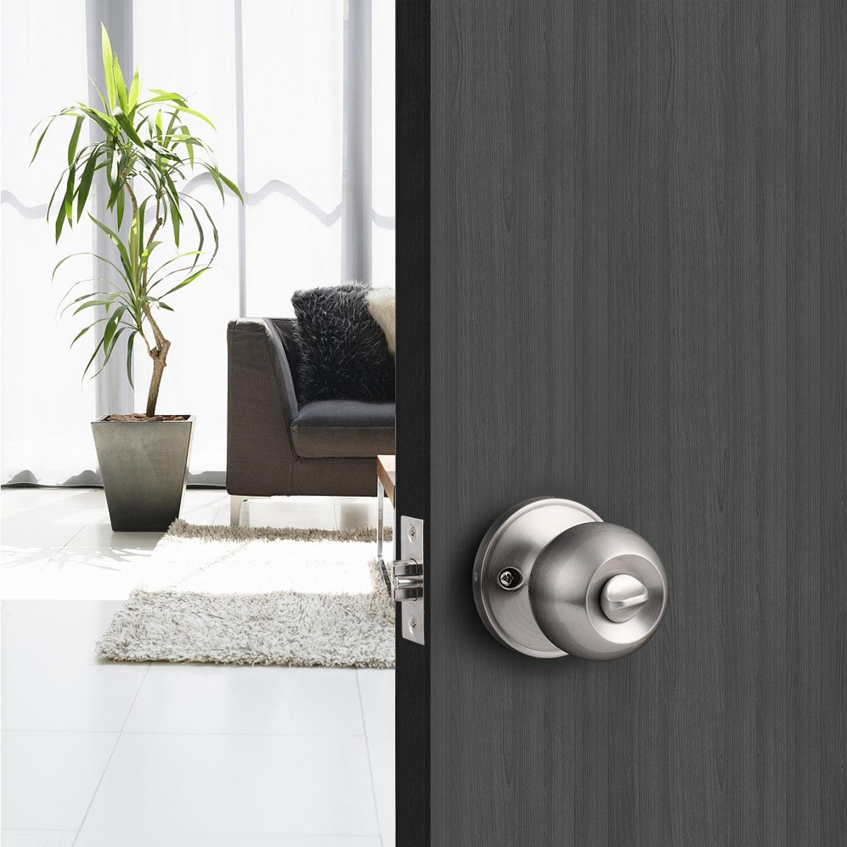 Round Ball Knobs Keyed Entry/Privacy/Passage/Dummy Door Lock Knob, Satin Nickel Finish DL607SN - Probrico