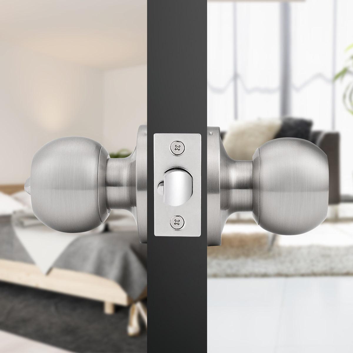 Round Ball Knobs Keyed Entry/Privacy/Passage/Dummy Door Lock Knob, Satin Nickel Finish DL607SN - Probrico