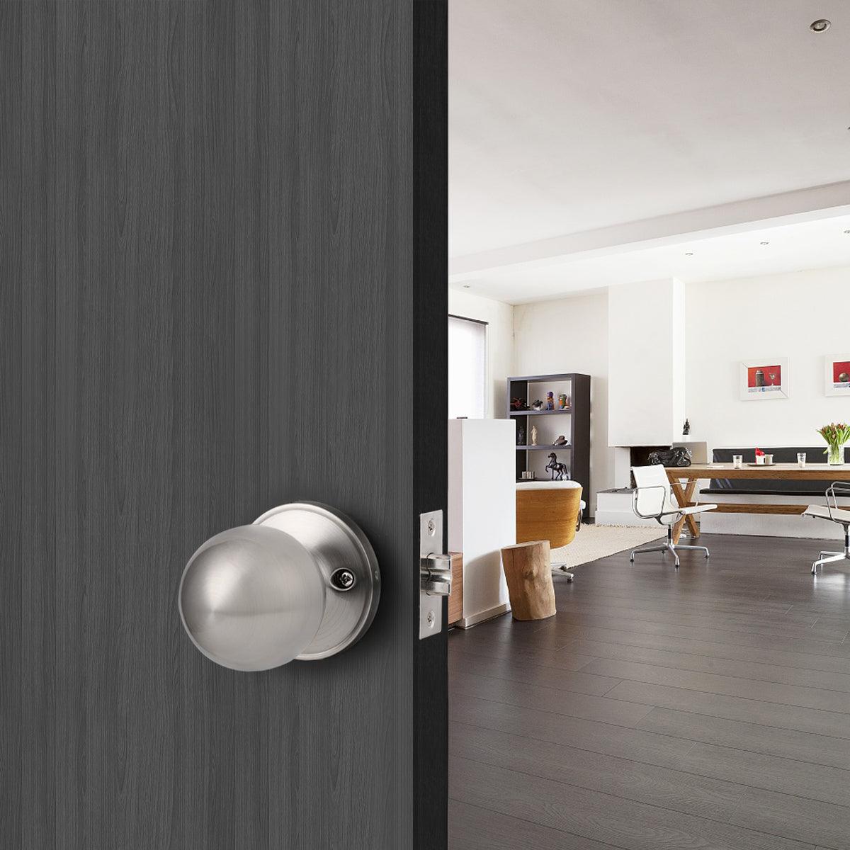 Round Ball Knobs Keyed Entry/Privacy/Passage/Dummy Door Lock Knob, Satin Nickel Finish DL607SN - Probrico