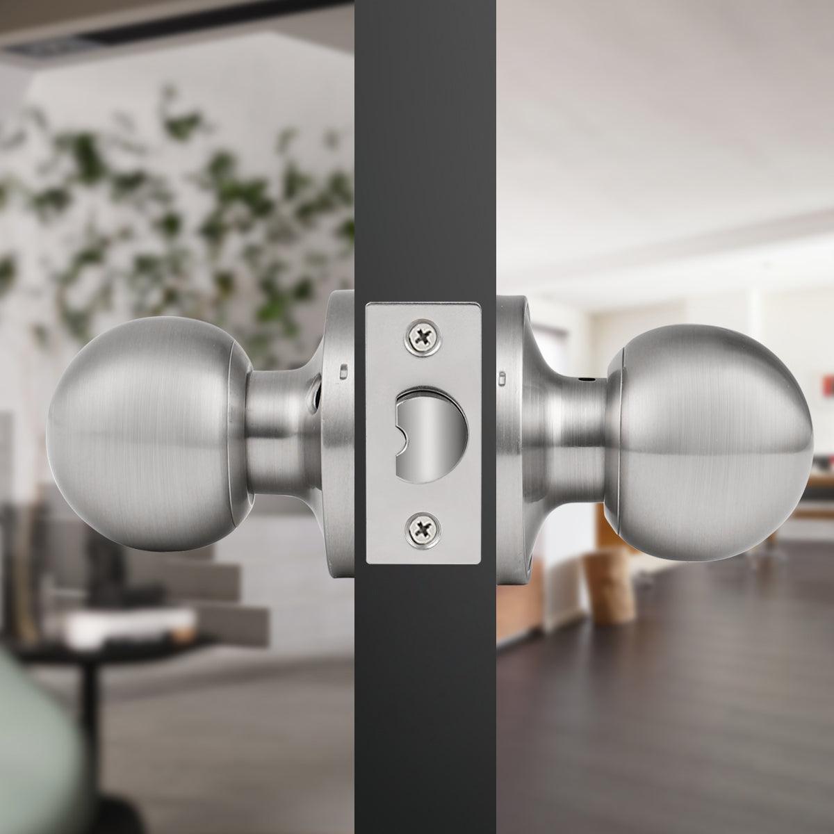 Round Ball Knobs Keyed Entry/Privacy/Passage/Dummy Door Lock Knob, Satin Nickel Finish DL607SN - Probrico