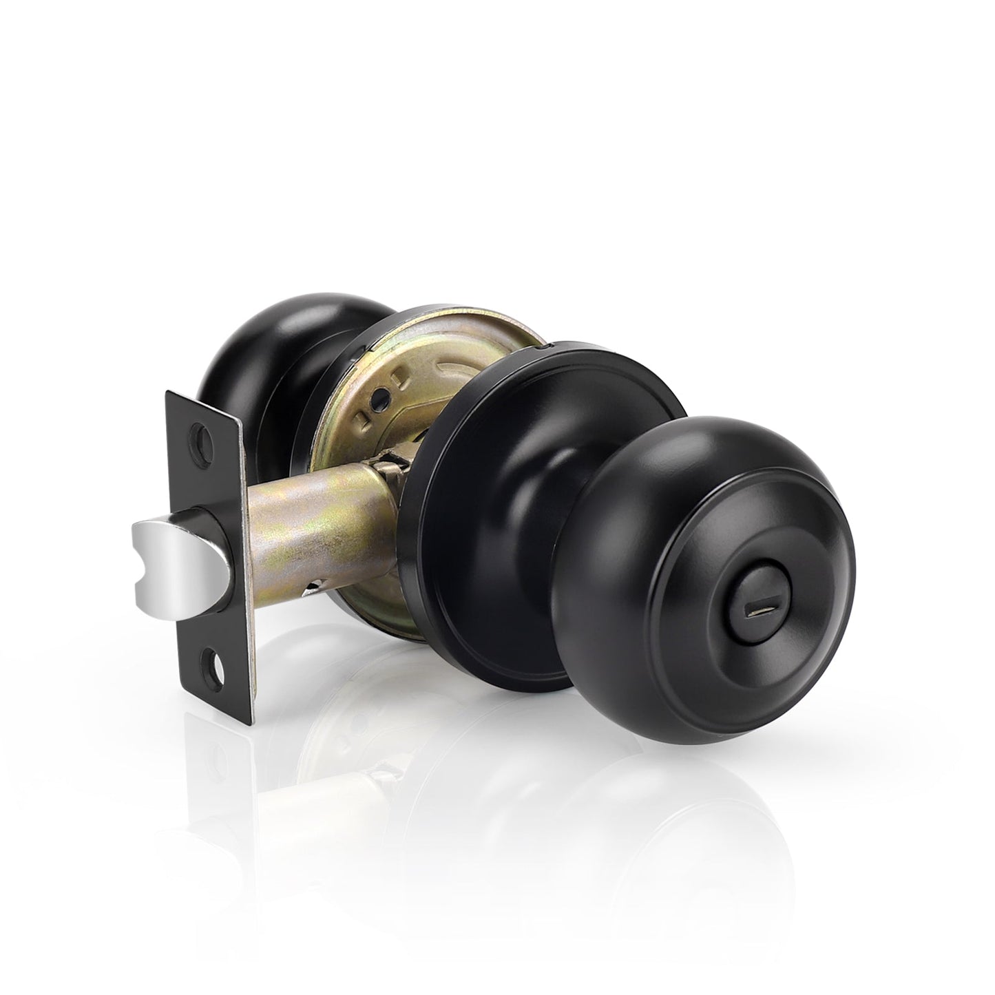 Probrico Ball Knob with Rosette Interior Privacy Door Knobs Black Finish 6 Packs - Probrico