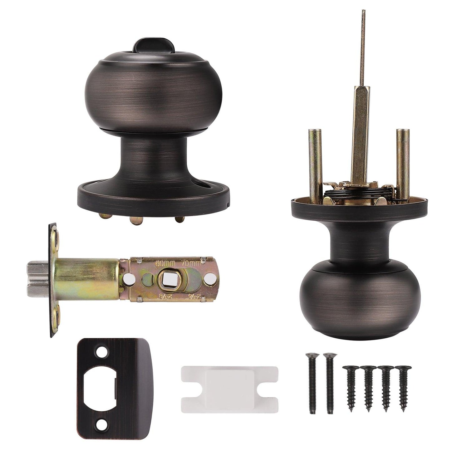 Flat Ball Knobs Keyed Alike/Entry Keyed/Privacy/Passage/Dummy Door Lock Knob, Oil Rubbed Bronze Finish DL609ORB - Probrico