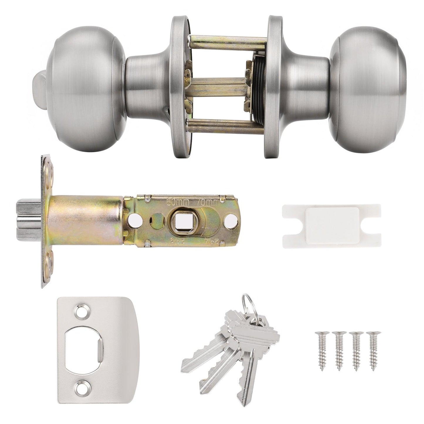 Flat Ball Knobs Keyed Alike/Entry Keyed/Privacy/Passage/Dummy Door Lock Knobs DL609SN Satin Nickel Finish - Probrico