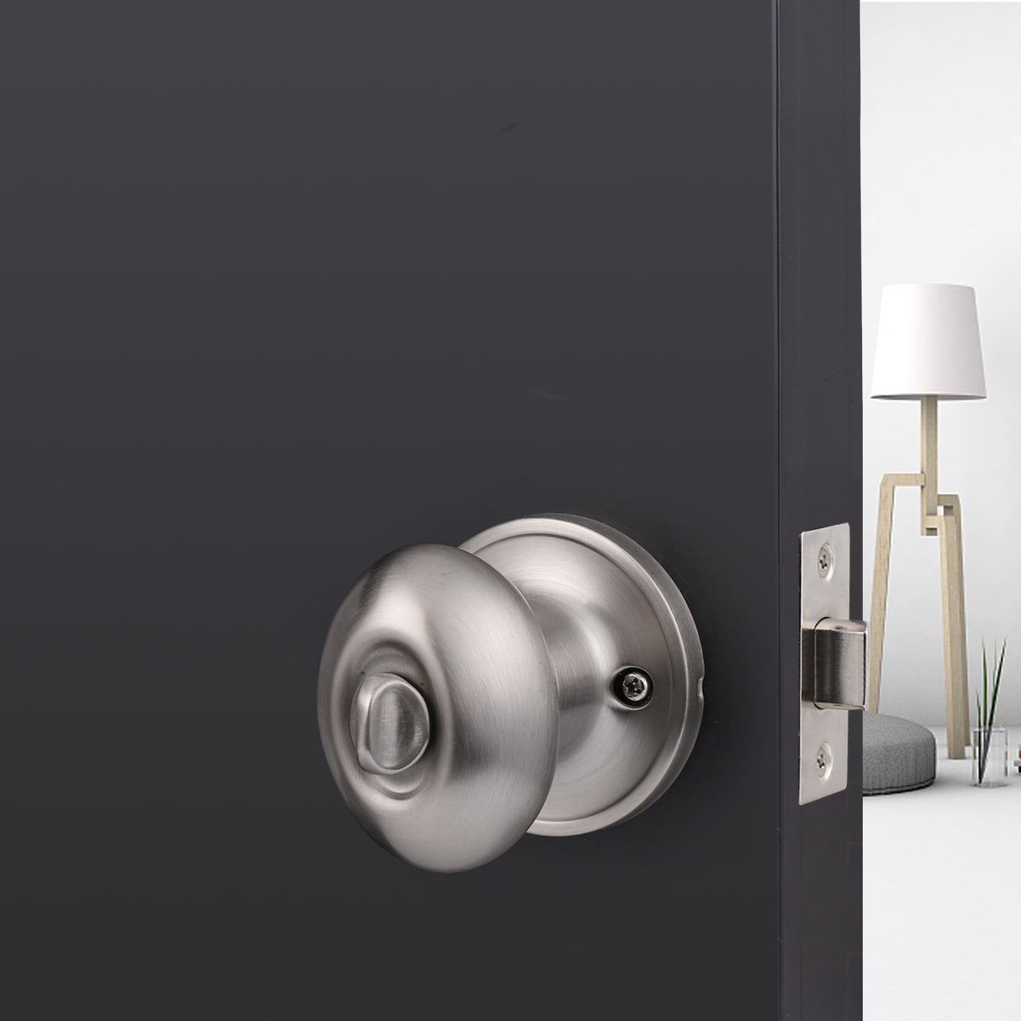 Privacy Door Knobs Bedroom/Bathroom Door Lock set No Key Egg Knob Style Satin Nickel Finish DL692SNBK - Probrico