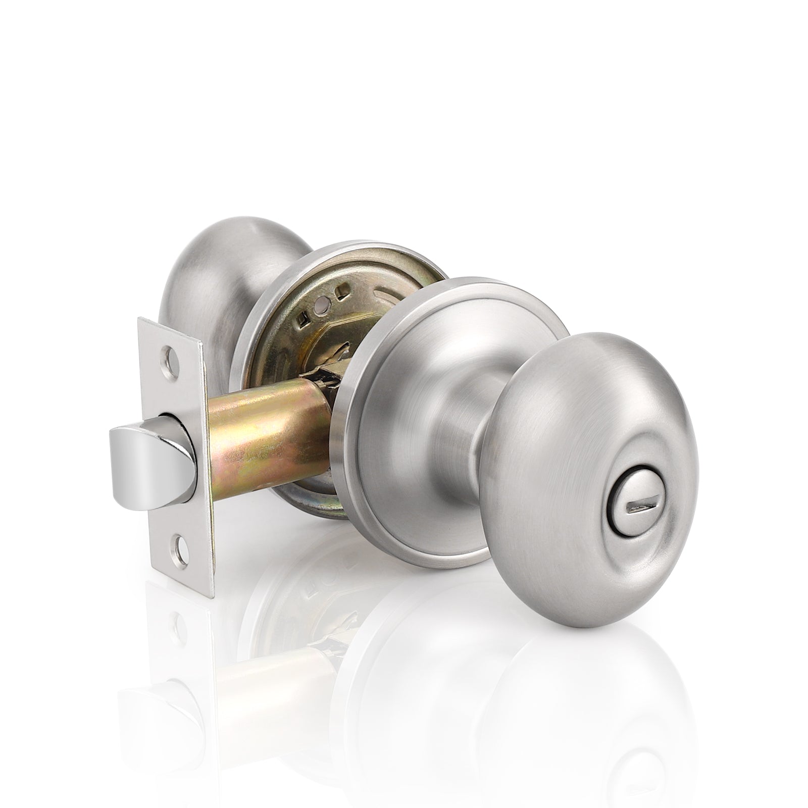 Privacy Door Knobs Bedroom/Bathroom Door Lock set No Key Egg Knob Style Satin Nickel Finish DL692SNBK - Probrico