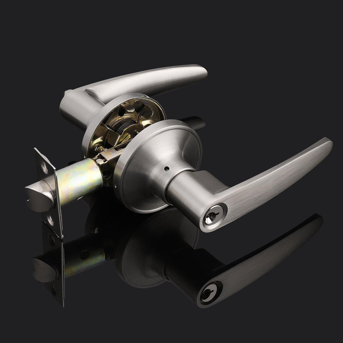 Heavy Duty Door Handles Leaf Style Keyed Entry/Privacy/Passage/Dummy Door Lock Levers Satin Nickel FinishDL815SN - Probrico
